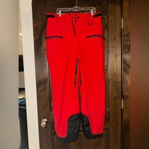 Men's Neon Red Insulated Baggy Snow Pants With Detachable Suspenders